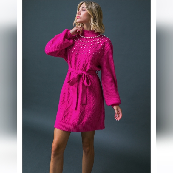 4610153 Fuschia Frilly Peplum Dress